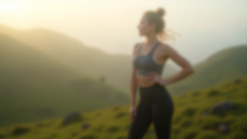 Person standing in misty Irish landscape at dawn with green hills and morning light